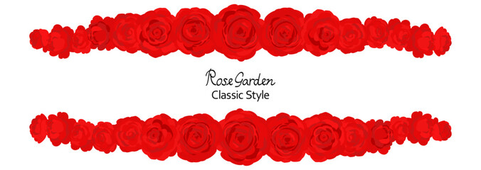 白地に真っ赤なバラが並んだ横長フレーム