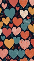 Cute Hand-Drawn Heart Seamless Pattern