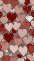 Cute Hand-Drawn Heart Seamless Pattern