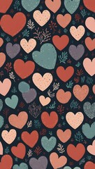 Cute Hand-Drawn Heart Seamless Pattern