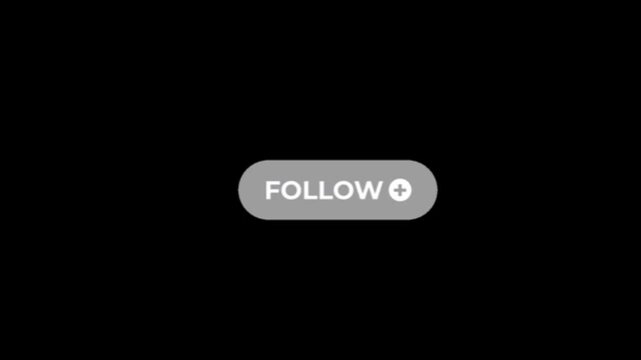 A modern "Follow" button that transitions from gray to a vibrant blue when clicked by a pixelated hand cursor, perfect for social media overlays.
