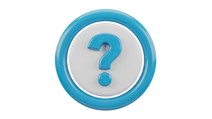 Blue and white 3D question mark icon