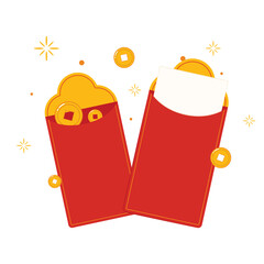Red envelope and Chinese gold coin graphic vector. Chinese new year pack.