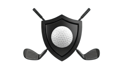 Golf Emblem with Shield and Clubs