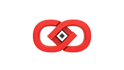 Interlocking red rings with central diamond shape