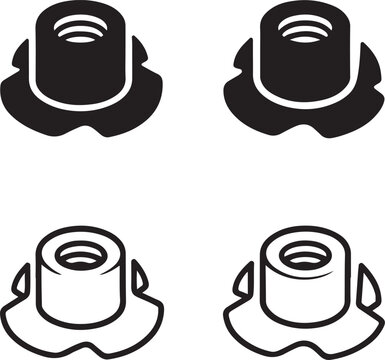 Isolated t nut icon, t-nut threaded fastener mechanical silhouette, t nut industrial construction vector, minimal hardware illustration, isolated t nut design