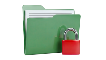 Secure Folder with Red Padlock Icon