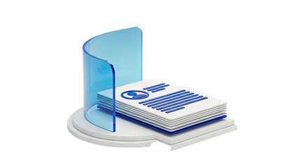 3D Illustration of Resume Stack with Blue Protective Shield