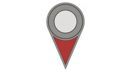Gray and Red Map Pin location marker navigation symbol isolated on a transparent background
