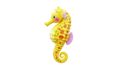 Yellow Seahorse Toy with Pink Fins and Orange Spots