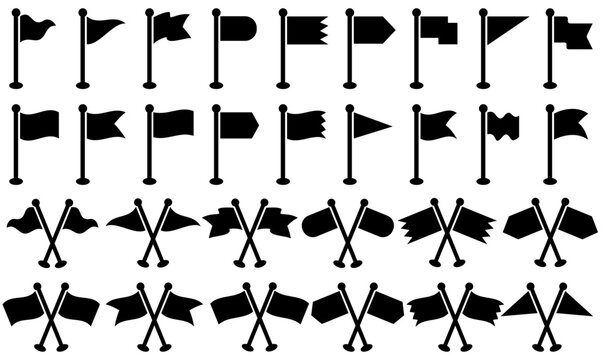 set collections flag silhouettes. crossed flag symbol. Different flag icons flags template vector illustration
