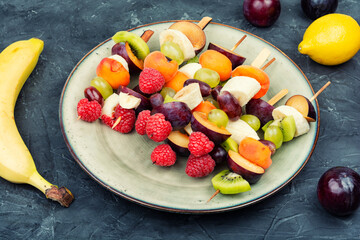 Fruit Skewers on Plate