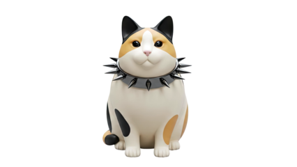 Calico Cat with Spiked Collar