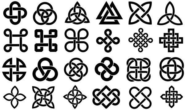 set vector Celtic Knot icon collections. Irish Celtic symbol. Viking Celtic sign Nordic logo template design illustration