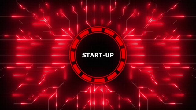 Digital animation showcasing start up concept with glowing circuit board design, 4k video