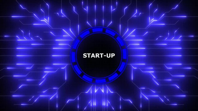Digital animation showcasing start up concept with glowing circuit board design, 4k video