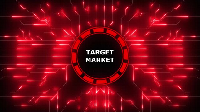 Animated graphic presenting target market concept with modern futuristic blue design, 4k video