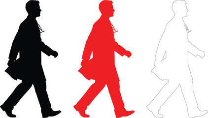 Healthcare Professional Doctor Walking Silhouette