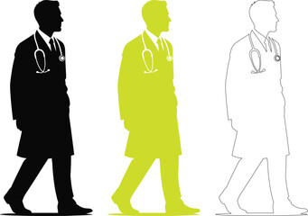 Doctor Worker Walking Silhouette Healthcare Design