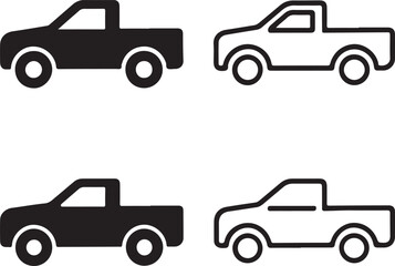 Isolated pickup truck icon, pickup truck utility vehicle silhouette, cargo transport vector, minimal industrial illustration, pickup truck transport design, clean minimal isolated pickup truck © MD.Kawsar Hossan