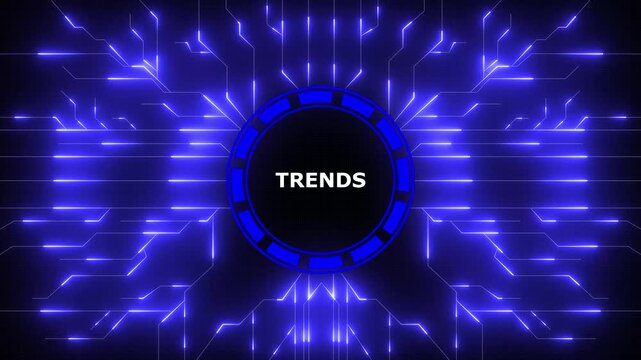 Animated futuristic trends concept depicted with circuit board design and blue visuals, 4k video