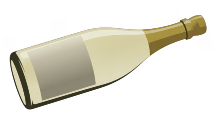 Champagne bottle with a blank label isolated on a transparent background