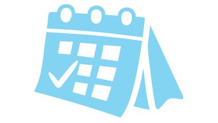 Blue calendar icon with checkmark on page