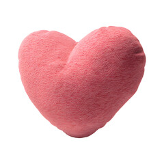 Red heart-shaped cushion pillow, isolated on transparent background