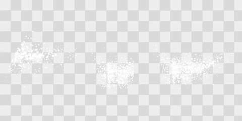 Sugar or salt powder piles set isolated on transparent background. Vector realistic illustration of white dry substance scattered on surface, ground food seasoning,