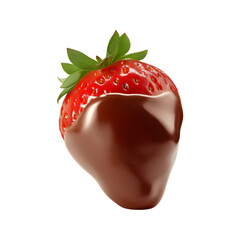 Chocolate-dipped strawberry fruit, isolated on transparent background