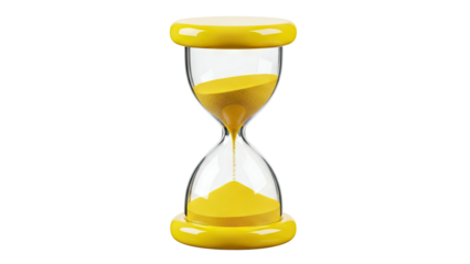 Yellow Hourglass with Flowing Sand