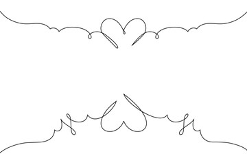 Continuous Line Drawing Heart Icons. Hand drawn minimal heart line art design. Abstract doodle romantic love concept for valentine card, wedding invitation, web banner and print. Vector illustration