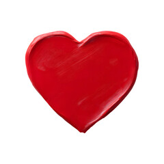 Red heart wax seal imprint, isolated on transparent background
