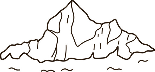 Iceberg icon on a black sea line.