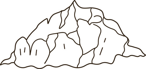 A black outline icon of a large iceberg.