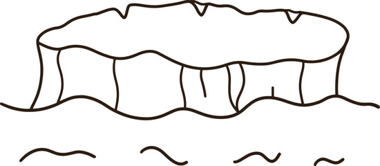 A flat iceberg icon in the middle of the sea.