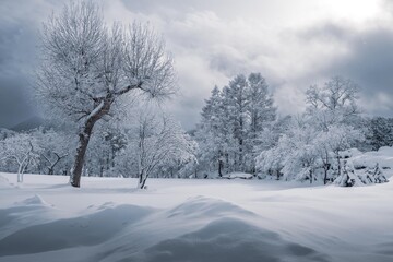 Obraz premium 厳冬期の裏磐梯の雪景色