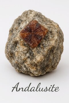 Macro photography of chiastolite mineral cross section revealing natural symmetry and geological history