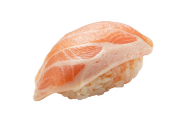 Piece of salmon sushi on rice fish isolated on a transparent background
