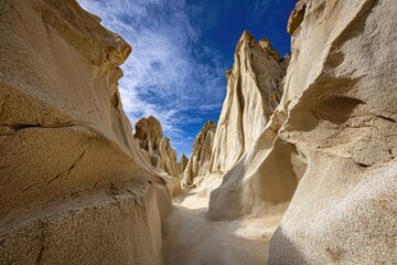 Sandstone canyon, sunlit passage