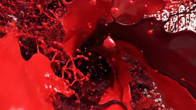 Abstract red splatter against a white background for creative visuals
