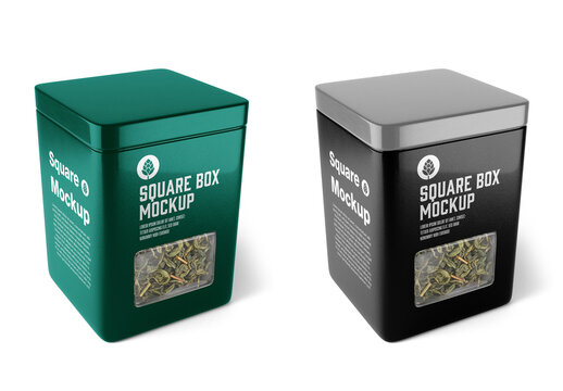 Metal tea canister with window