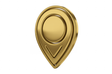 Gold location pin marker navigation isolated on a transparent background