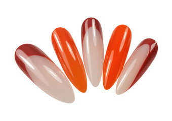 Obraz premium Orange and White Nail Tips nail beauty fashion nail isolated on a transparent background