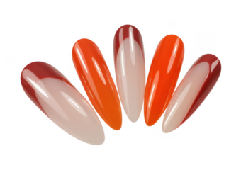 Orange and White Nail Tips nail beauty fashion nail isolated on a transparent background