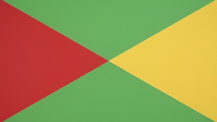 Symmetrical Red and Yellow Triangles on Green Geometric Background