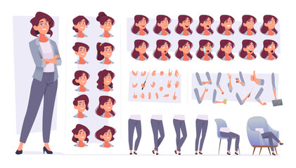 Naklejka premium Constructor Business lady character. A businesswoman, executive, or CEO.