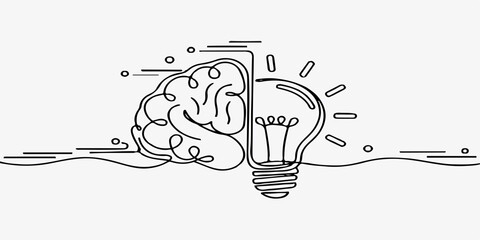 Hand drawn light bulb with a tree inside represents a creative business idea and innovative green energy solution through a vector illustration of a hand drawing an electric lamp symbol
