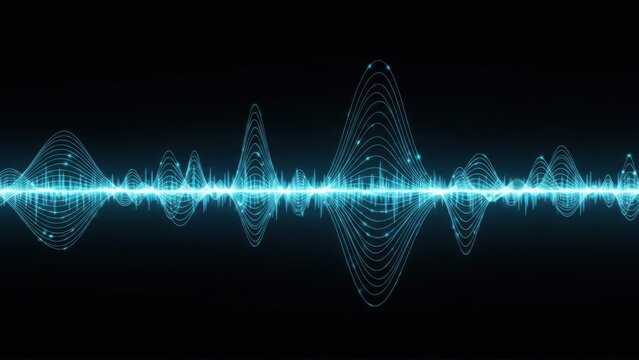 Blue audio waveform on black background