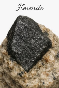 Studio closeup of ilmenite illustrating titanium ore mineralization textures